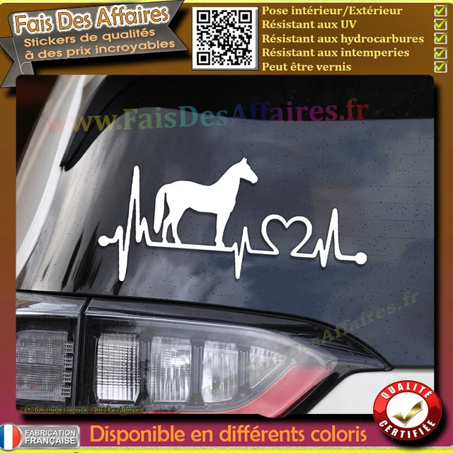 STICKER AUTOCOLLANT CHEVAL , j'aime les chevaux battements de coeur ...