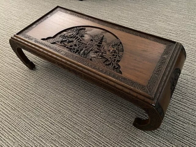 Antique Chinese Hand Carved Rosewood Opium Table 