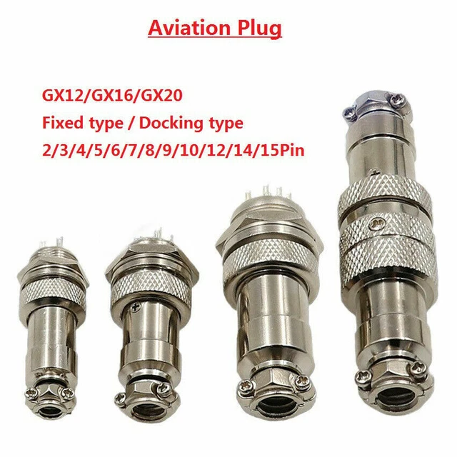 100 Sets GX20 Aviation Connector – 2 To 15 Pin, 20mm Panel Mount, Male & Female, Circular Metal Plug