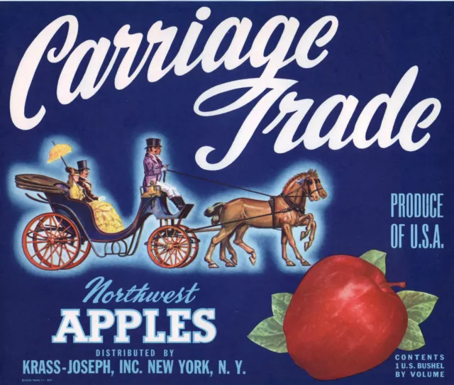 *Original* CARRIAGE TRADE Horse & Buggy NEW YORK Apple Crate Label NOT A COPY!!