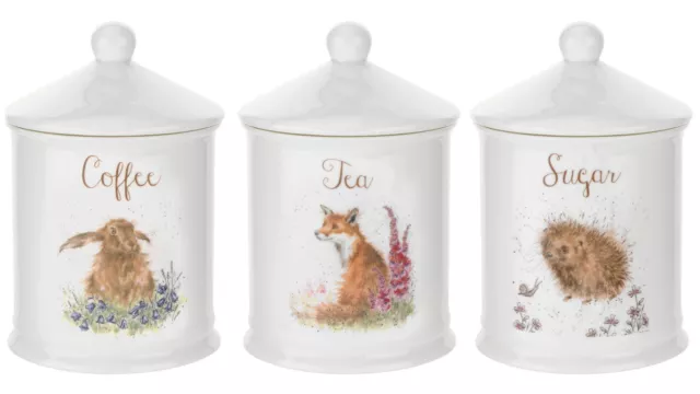 Royal Worcester Wrendale Designs Tea Coffee Sugar Storage Jars