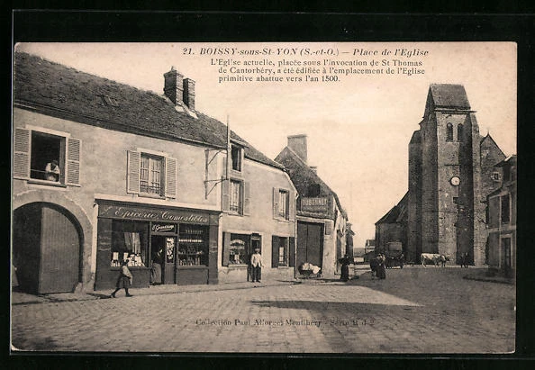 CPA Boissy-sous-Saint-Yon, Place de l´Èglise
