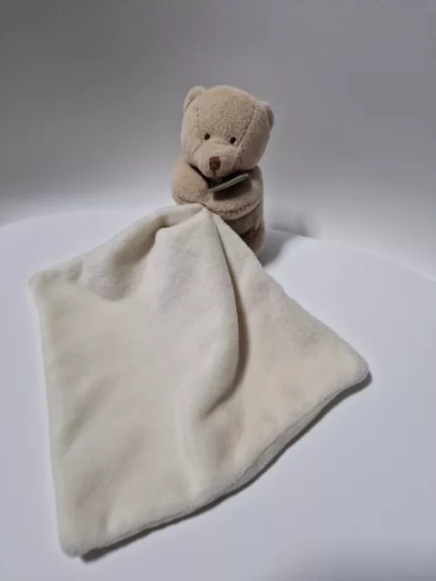 Doudou Et Compagnie peluche ours marron beige mouchoir écru