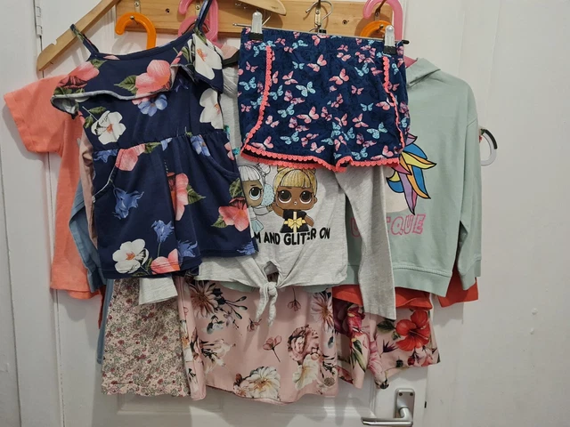 ragazze pacchetto vestiti estivi 4-5 anni tuta pantaloncini t-shirt