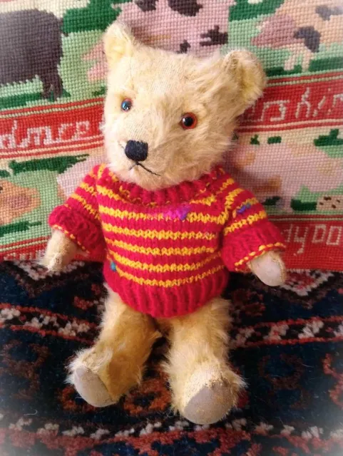 Fab 1940's Chiltern Flat faced Hugmee  yellow blonde mohair bear, 12" Reduced!