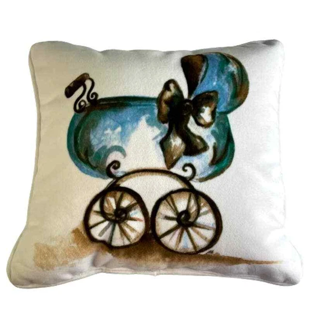 Red Bird Paper Original Water Color Decorative Pillow by Joanna Keith, New