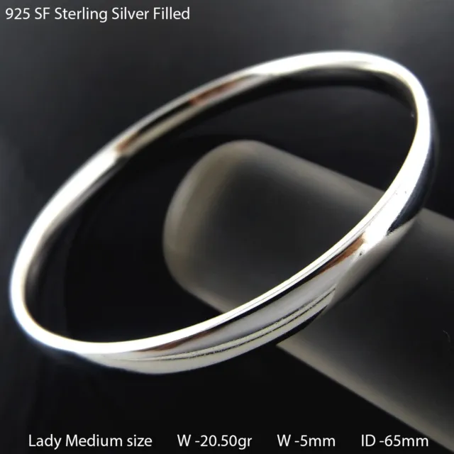 Bracelet Real 925 Sterling Silver Filled Solid Ladies Statement Cuff Bangle 65mm