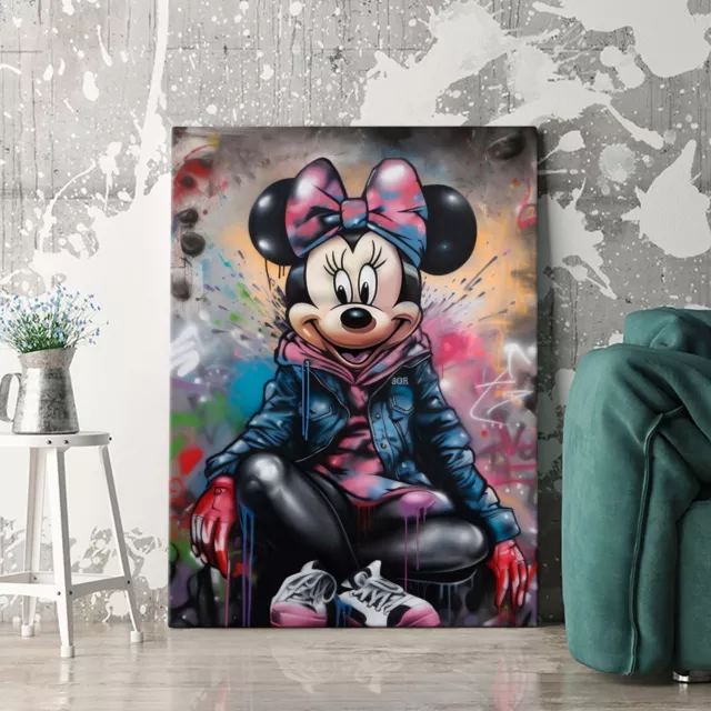 Wand-Bilder XXL Minnie Graffiti Kultfigur Leinwand-Bild Streetart Farbenfroh 3