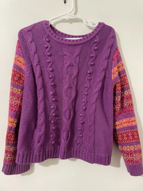 Hanna Andersson Sweater size 110 purple cable knit