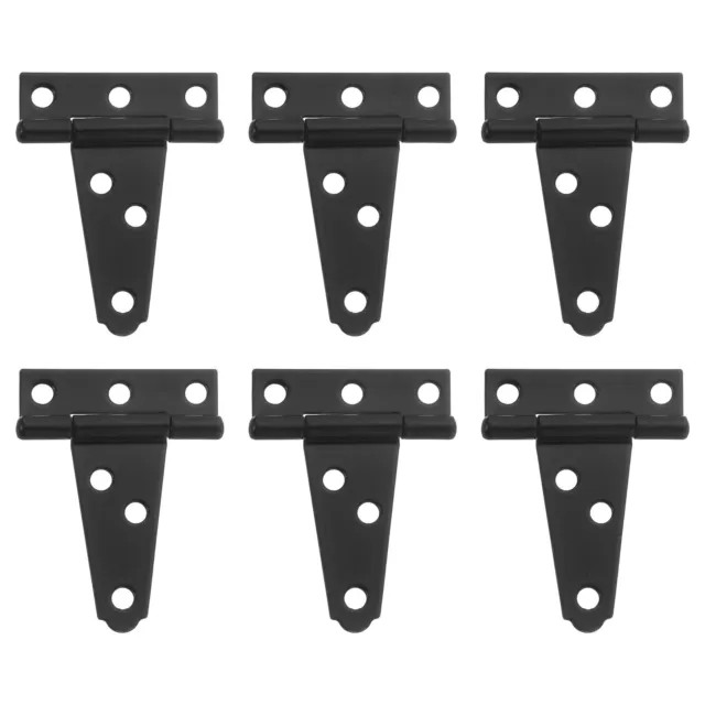 6Pcs T-Strap Door Hinges, 2" Wrought Tee Shed Gate Hinges Iron (Black)