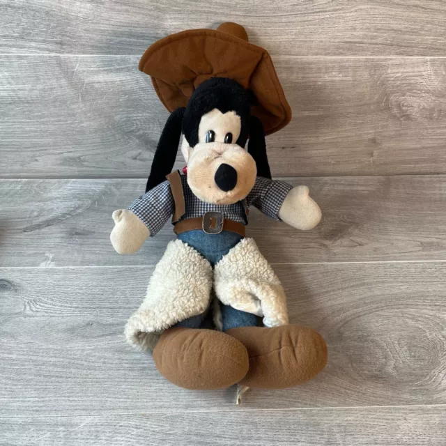 Peluche de juguete suave vintage Disneyland Paris Goofy occidental vaquero - 19 pulgadas