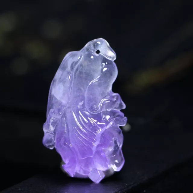 Perfect High Ice Purple Jade Precision Hand Carved Chinese Cabbage Pendant m213
