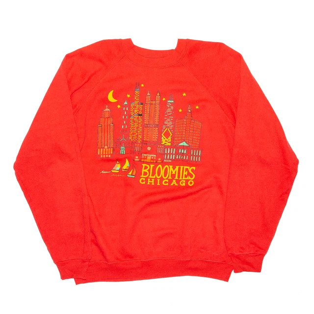 Felpa vintage HANES donna Bloomingdales Chicago anni '90 rosso grande logo USA XL