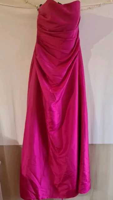 Linzi Jay Size 14 Cerise Strapless Evening Dress - Ball Prom Lace Up Back