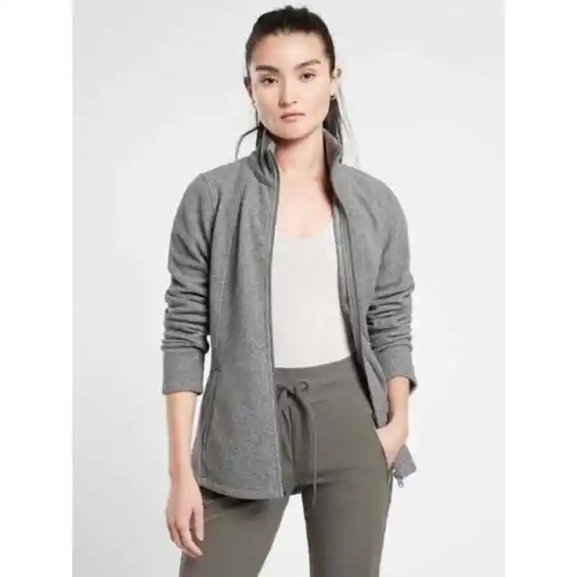 Athleta Stroll Fleece Full Zip Gray 982824-00 Sz S