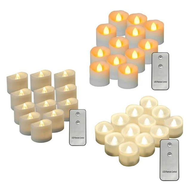 12pcs Flameless Electronic LED Candles Remote Control Flickering Tea Light Decor