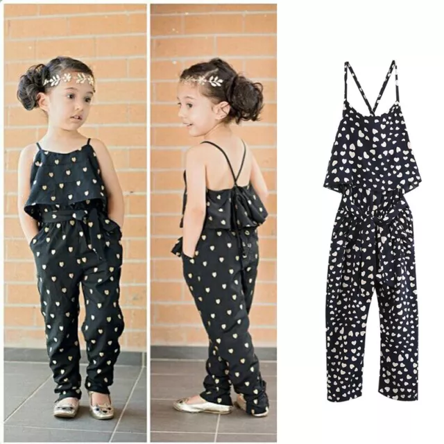 2PC Toddler Baby Girls Fashionable condole jumpsuits + belt Kids Clothes Outfits