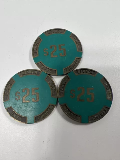 Lot Of 3 $25 HYATT REGENCY CASINO LAKE TAHOE NEVADA CASINO CHIP