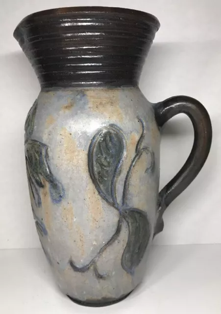 Rare Vase Pichet En Grès Signé J. Guyaux BOUFFIOULX H 27 L 19 l 13,5 Cm