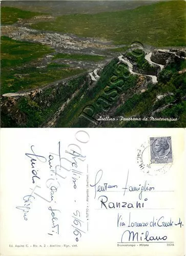 Cartolina di Avellino, panorama dal santuario di Montevergine - 1960
