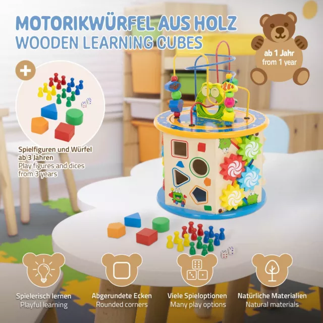 Cube de motricité pour enfants jouet 8 en 1 en bois cubes d'activités éducatif 2