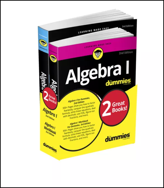 NEW BOOK Algebra I For Dummies Book + Workbook Bundle by Mary Jane Sterling (201