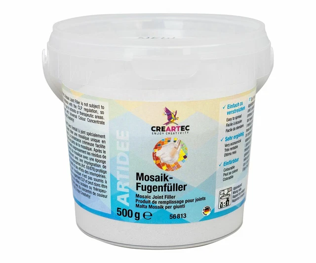 (15,90€/1kg) CREARTEC Artidee Mosaik Fugenfüller - weiß - 500g - Kreativ - Made