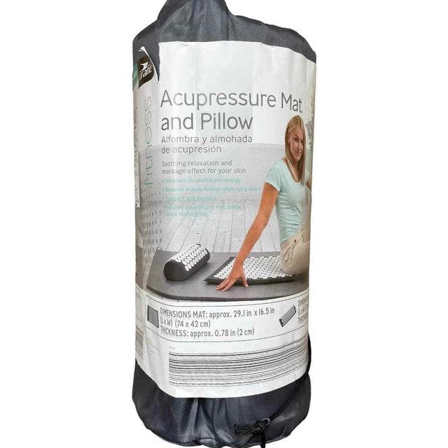 "Alfombra de acupresión para grúa y bolsa de transporte de almohada gris alivio natural del dolor 29,1""x16,5"""