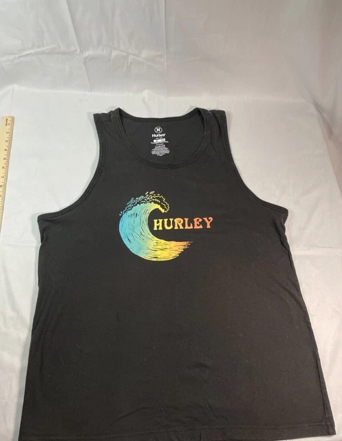 Hurley Tank Top Mens XL Black Surf Hawaii Beach Waves #2011