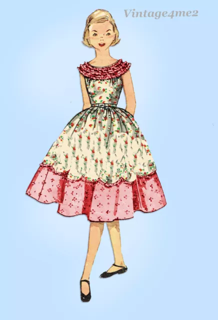 Simplicity 1106: 1950s Cute Little Girls Party Dress Sz12 Vintage Sewing Pattern