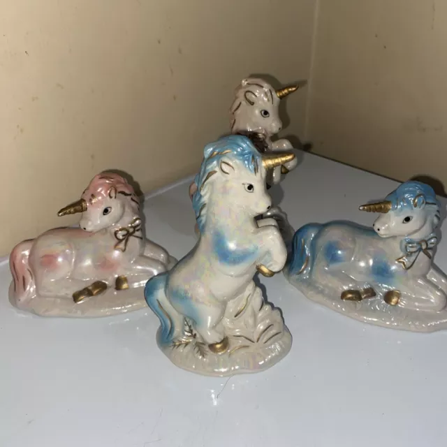 Handmade Pewter Mini Figurines, 3 pc. Unicorn Set