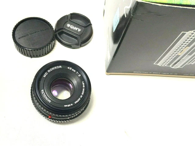 MD ROKKOR MINOLTA 45mm f2 en caja boxed MINTY classic GFX SONY