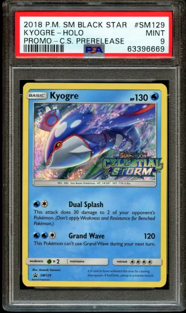 PSA 9 MINT Kyogre SM129 PreRelease HOLO PROMO Pokemon Card 669 2