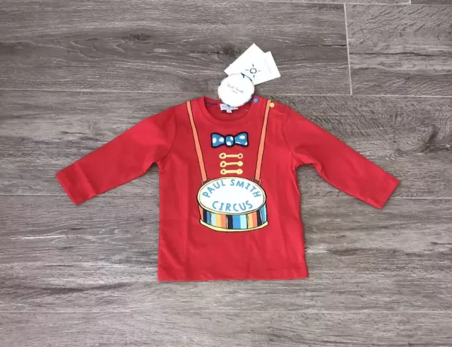 Paul Smith Baby  Boys Red Long Sleeved T Shirt Age 12 months  . BNWT RRP £50