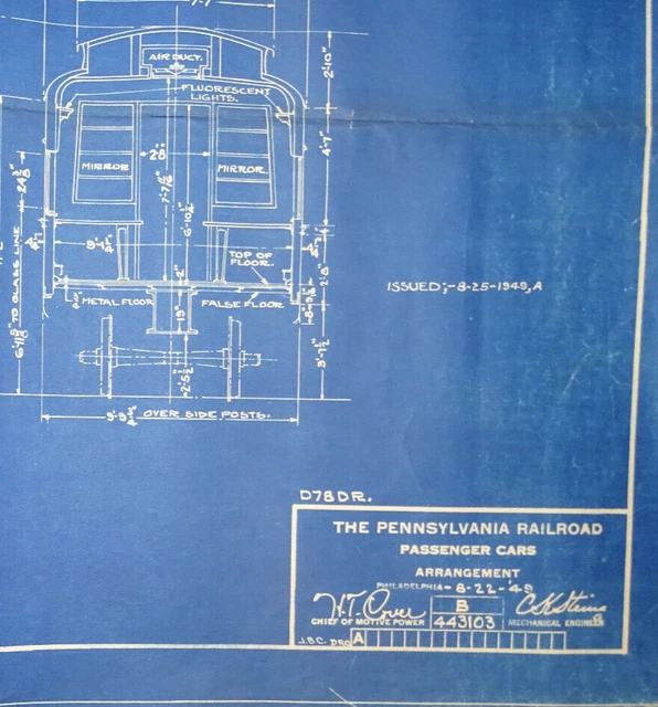 PENNSYLVANIA RAILROAD PASSENGER Cars General Arrangement Diner / Lounge