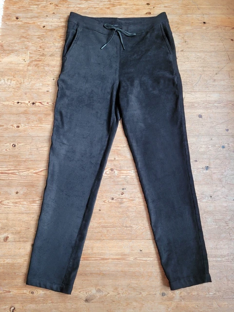 Alembika Pull On Drawstring Suedette Faux Suede Trousers Size 2, 10 12 Uk