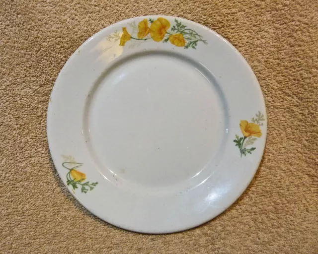 Santa Fe RR Syracuse Cal Poppy 7½” Salad Plate w/ SF Dining Car Back stamp -1920