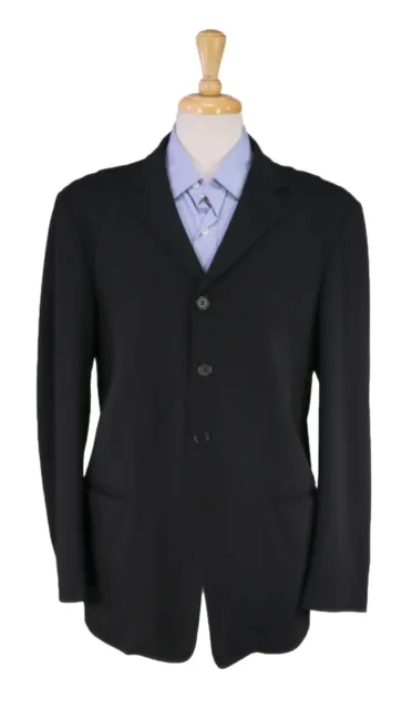 Armani Collezioni Black Unstructured 4-Btn Wool Stretch Travel Blazer Jacket 40R