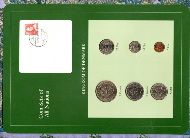 Coin Sets of All Nations Denmark all 1984 UNC 1, 5, 10 Kroner 25, 10, 5 Ore