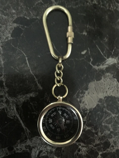 small miniature POCKET COMPASS Solid Brass Directional Compass keyring