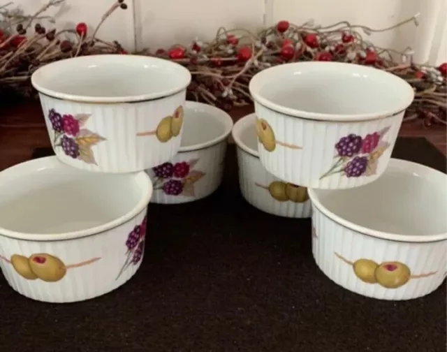 Royal Worcester EVESHAM GOLD Ramekins   SET OF Six GOLD ON EDGE