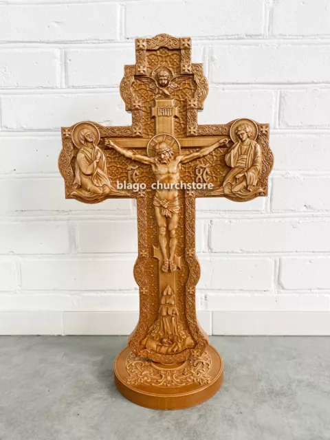 Church Orthodox Altar Cross Christian Wood Crucifix Jesus Christ on a stand 22"