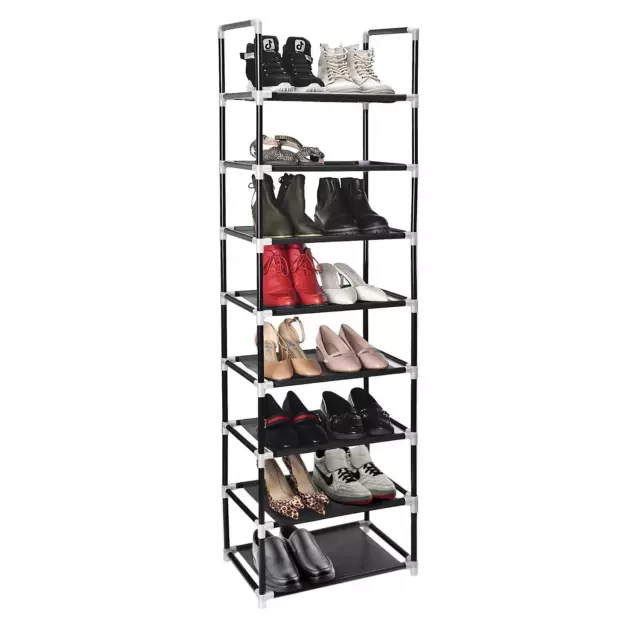 ERONE Shoe Rack Organizer 8 Tiers, Narrow Storage Durable Shoe Shelf 16-20 Pa...