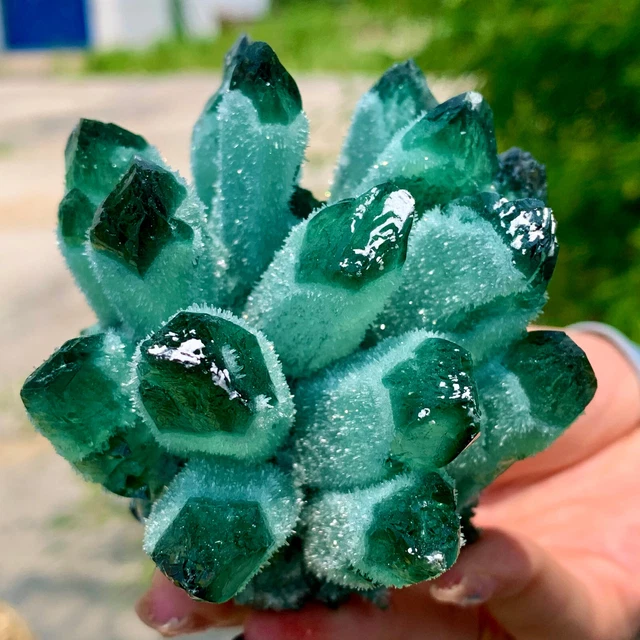 335G New Find Green Phantom Quartz Crystal Cluster Mineral Specimen Healing