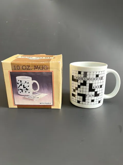 🐆 CROSSWORD PUZZLE Coffee Mug Cup 10 oz.  Book Included NIB