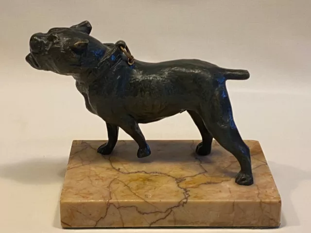 Rare Large Antique Pit Bull Terrier Solid Bronze Mastiff Dog Model 1890 Guard