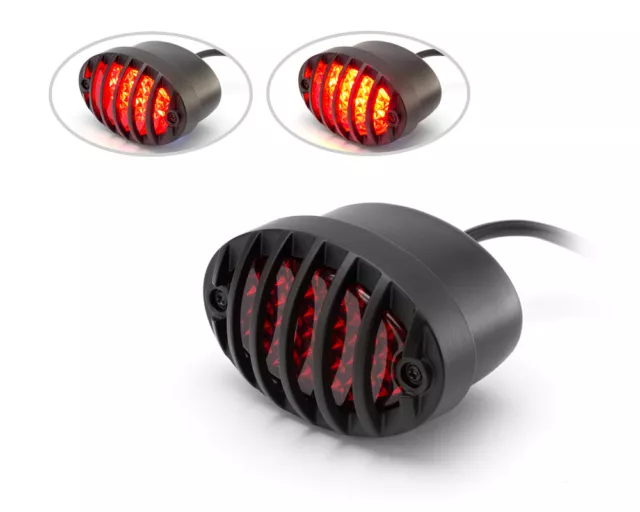 Motorbike LED Taillight Red Lens Prison Grill - Streetfighters & Custom Bikes