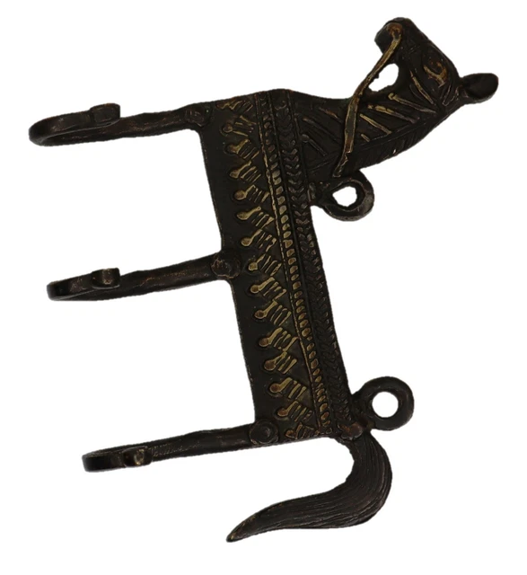 Horse Shape Vintage Antique Style Handmade Brass 3 Hook Wall Hanger Home Décor 4