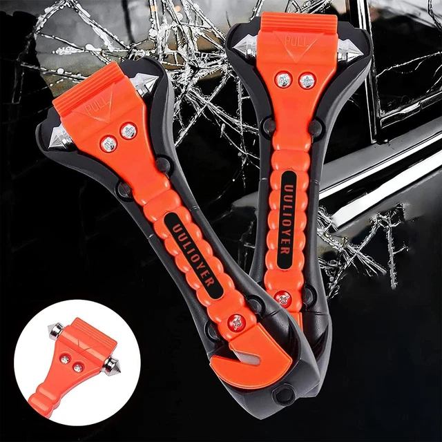 2 Pezzi Martello Di Emergenza per Auto Con Taglia Cinture 2 in 1 Martelletto