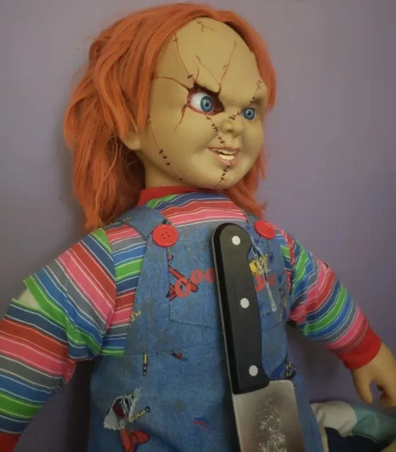 24" Life Size Chucky Doll. CHILDS PLAY, with Large Plastic Knife.